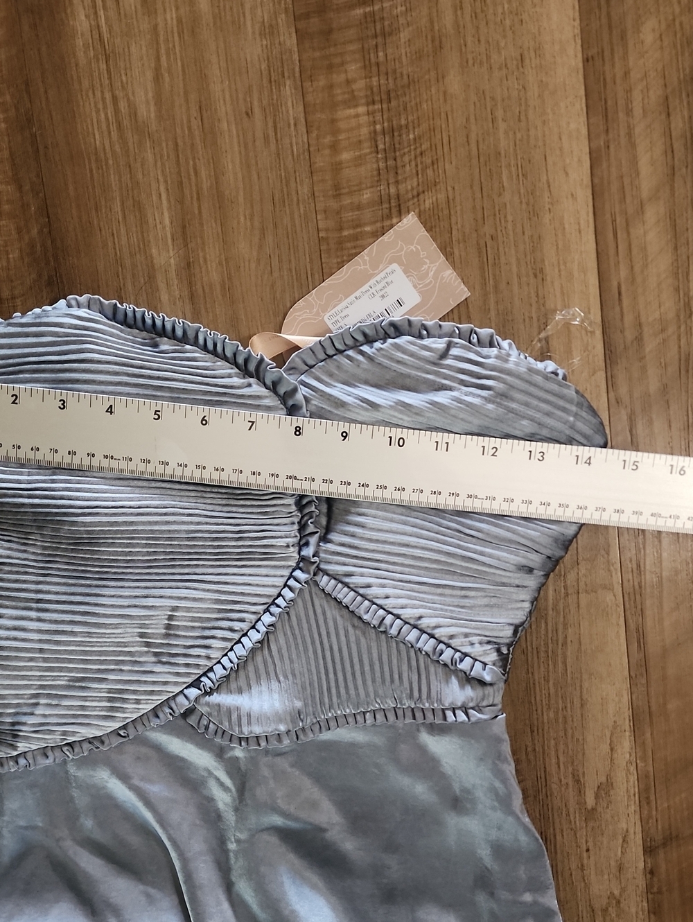 Meshki Slate Blue Strapless Satin Gown with High Slit - Picture 9 of 12